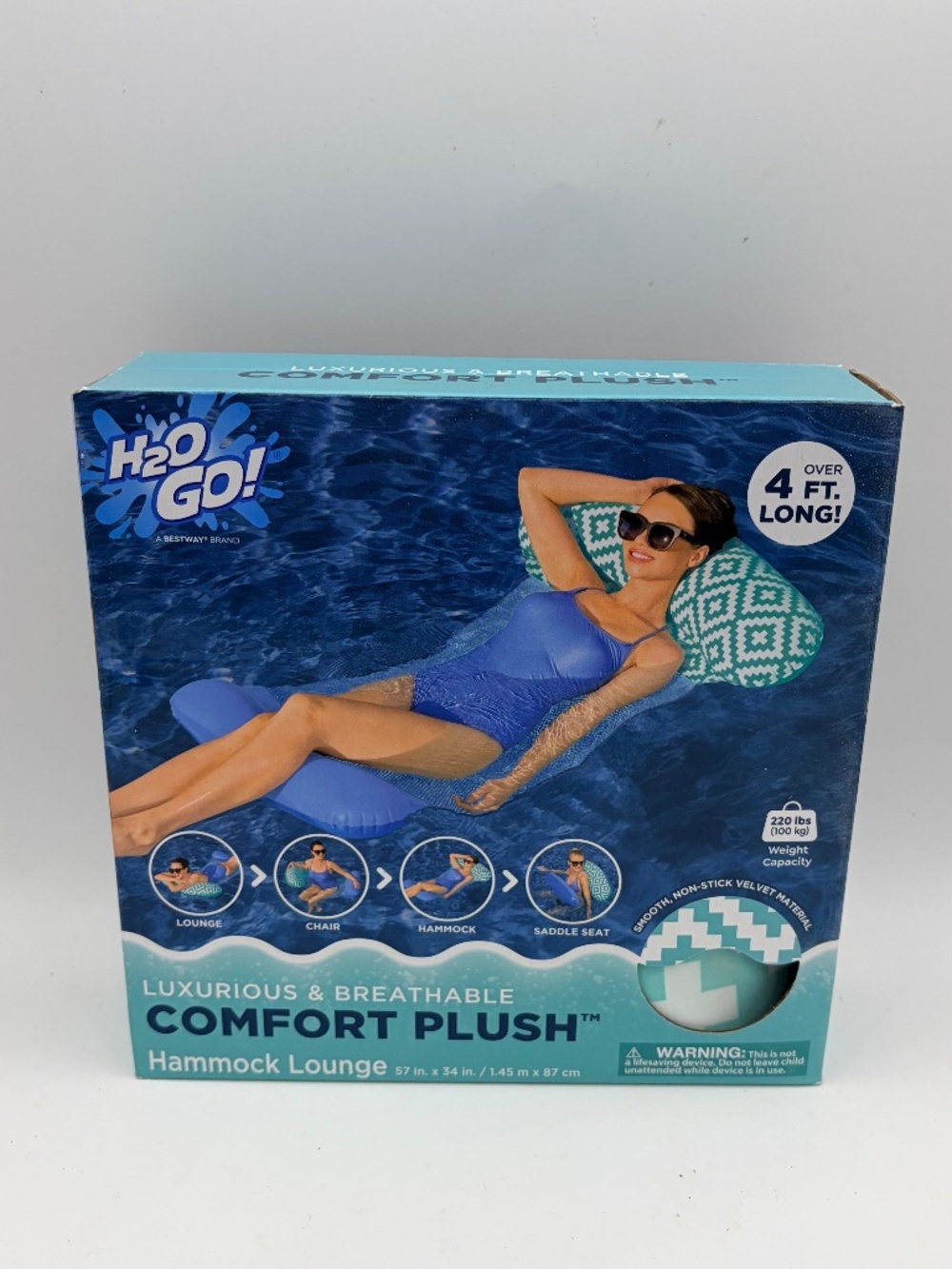🌊 H2O GO! Comfort Plush Hammock Lounge Pool Float (Over 4 FT Long)